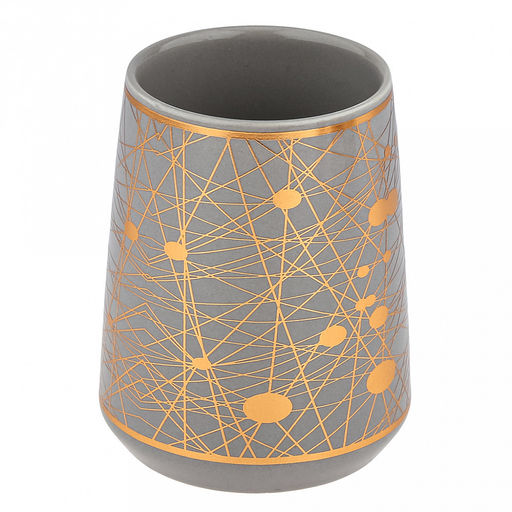 Набор для ванной "Золотые нити" 4 предмета: дозатор для мыла 360мл, д6,4см, h12,3см, основание д7,8см; мыльница 12х8х2,6см; стакан для зубных щеток с разделителем 350мл, д6,6см, h11см, основание д8см, стакан 350мл, д6,6см, h10,3см, основание д8см; фу