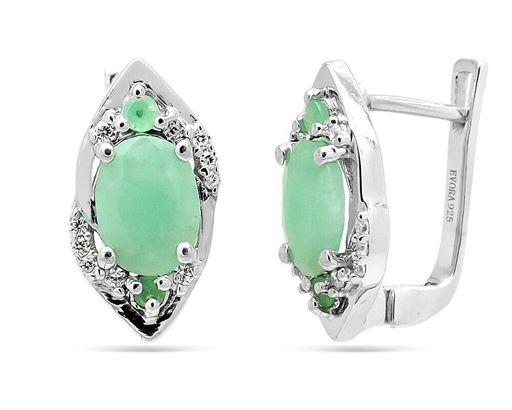 Серьги из серебра изумруд берилл, Паланья