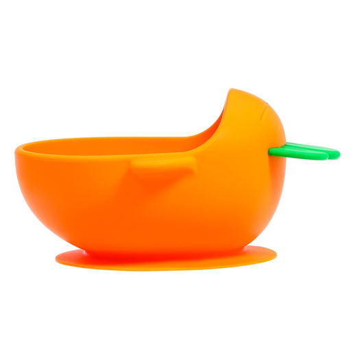 Набор для кормления, миска и ложка, пищевой силикон, оранжевый