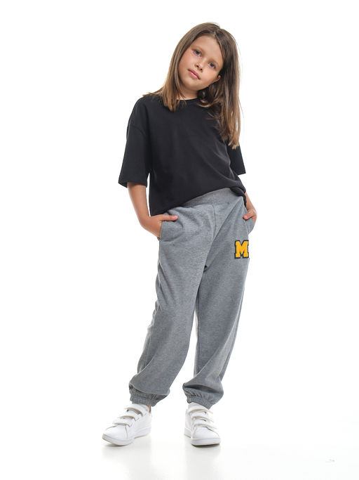 Брюки спортивные с эмблемой 22-7611 светло-серый меланж - Mini maxi фото 27