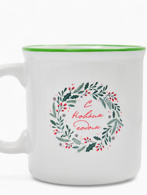 Кружка чайная новогодняя Новогодний венок, 340 мл