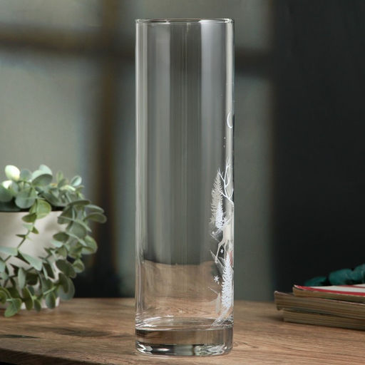 Ваза для цветов стекло новогодняя «Олень», прозрачная, высота 26.3 см