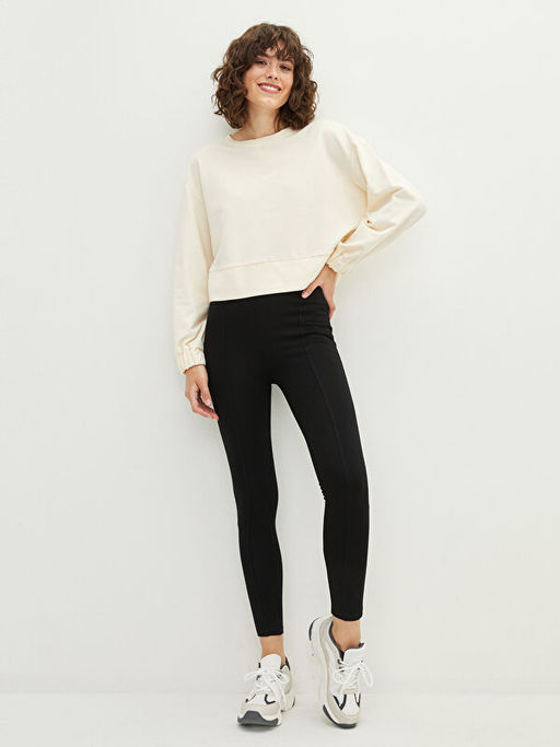 Kad?n Beli Lastikli D?z Tayt