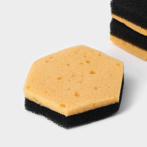 Губки для мытья тефлоновой посуды Доляна, 3 шт, в вакуумной упаковке фото 8