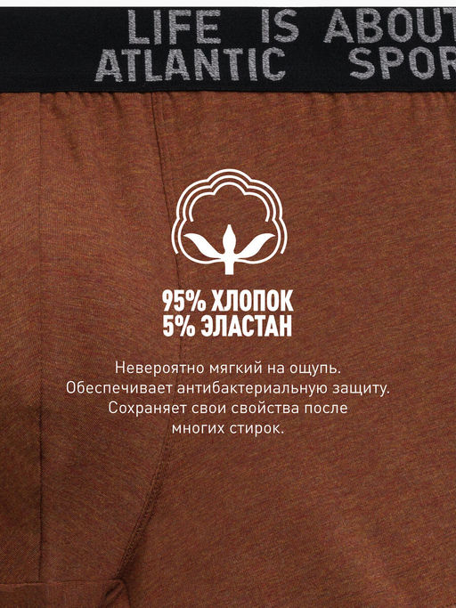 ATLANTIC 3MH-226 Трусы шорты Melange - набор 3 шт. темно-серый меланж + медно-багряный меланж + коричневый меланж  фото 6