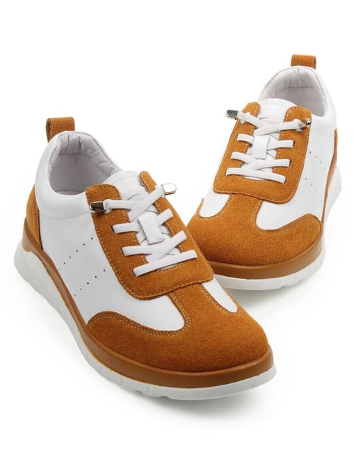 03-YA486-2 WHITE/SAND Кроссовки женские (натуральная кожа, натуральная замша)