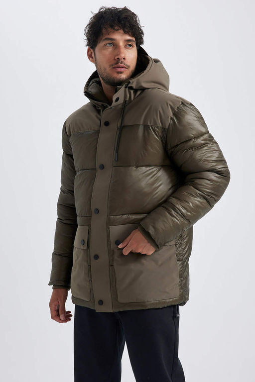 Пуховик стандартного кроя с капюшоном - Defacto фото 5