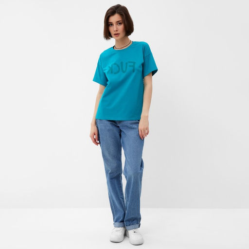 Футболка женская MINAKU Fuck голубая, р-р 52