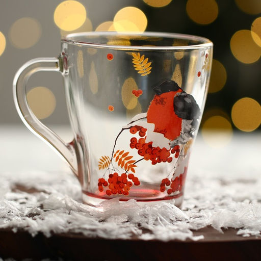 Кружки стеклянные новогодние Снегири!, набор 2 шт. - Дорого внимание фото 5