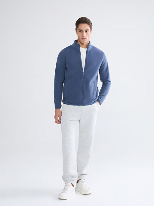 Dik Yaka Uzun Kollu Polar Erkek Fermuarl? Sweatshirt