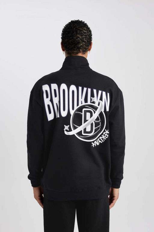 DeFactoFit NBA Brooklyn Nets Толстовка с высоким воротником большого размера фото 10