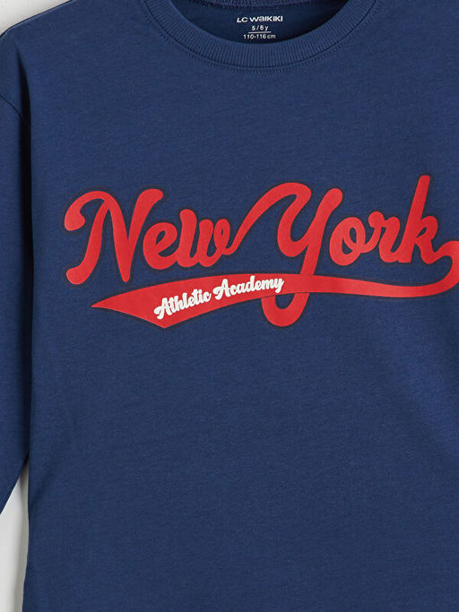 Bisiklet Yaka New York Bask?l? Erkek ?ocuk Ti??rt