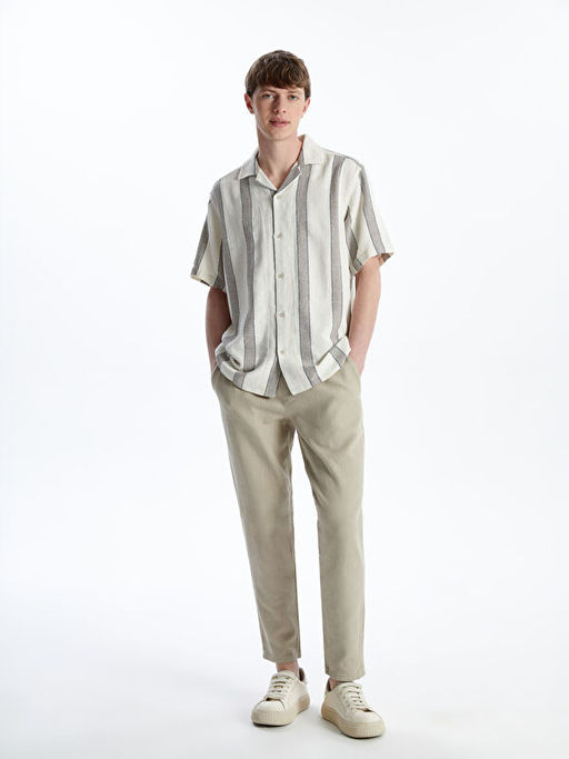 Regular Fit K?sa Kollu ?izgili Erkek G?mlek