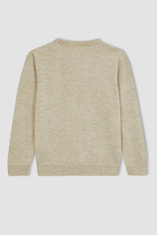 Трикотажный свитер обычного кроя с круглым вырезом для мальчика - Defacto фото 9