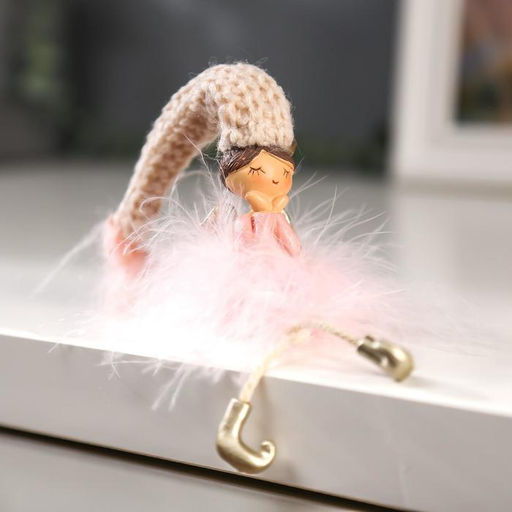 Фигурка настольная полистоун «Ангелочек-стесняшка в розовой пуховой юбке», на полку, 18×3.5×4 см, МИКС
