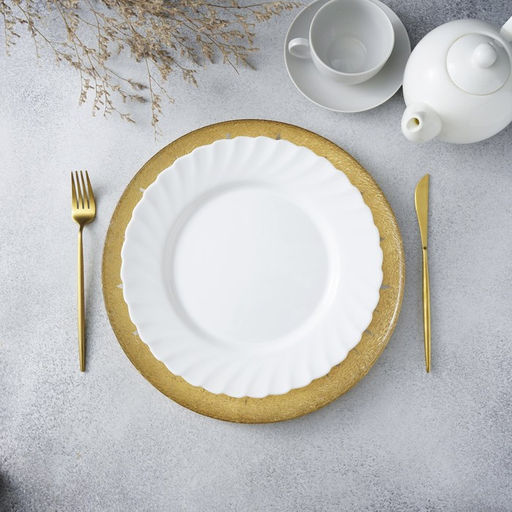 Тарелка подстановочная Magistro Бурлеск, d=33 см, стекло, золотая фото 5