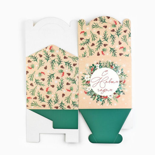 Цена за 5 шт. Коробка кондитерская с окном, сундук, «С Новым годом!» 20×20×20 см