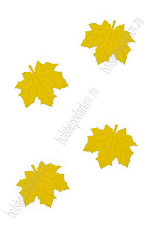 Лазерная вырубка из фетра Листик кленовый 3,7 см (10 шт) темно-желтый №821 - No name фото 2