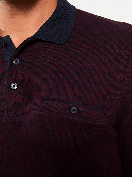 Polo Yaka Uzun Kollu Erkek Sweatshirt