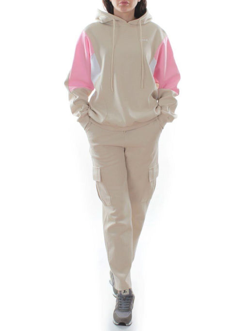 3156/3157 BEIGE/PINK Костюм спортивный женский (95% хлопок, 5% эластан)