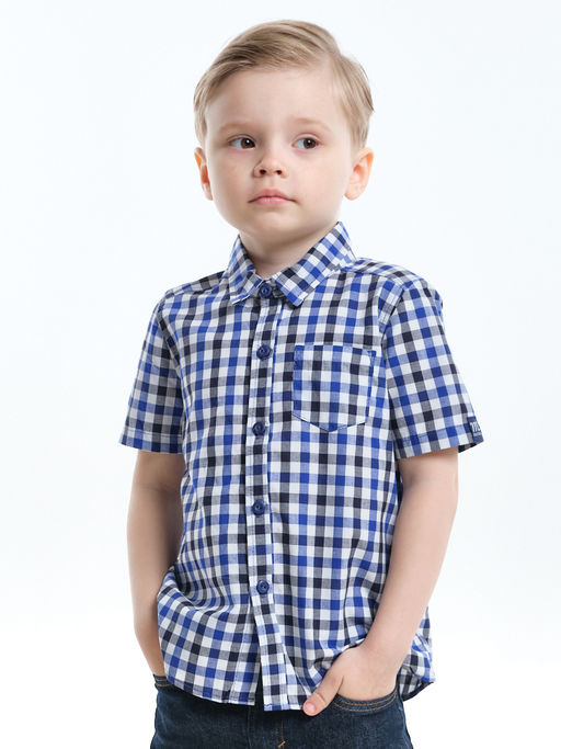 Рубашка для мальчика UD 7903 синяя клетка - Mini maxi фото 8