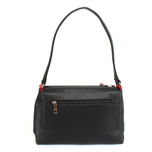 Сумка женская искусственная кожа ADEL-201/1в, 3отд, плеч/рем-стропа, черный/красный флотер 256596 - Adelia фото 2