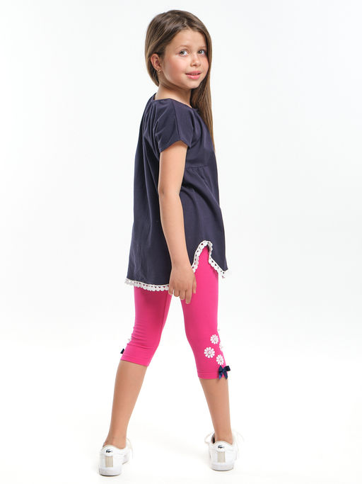 Комплект для девочки детский сад с лосинами UD 1358/4003 т.синий/малиновый - Mini maxi фото 6