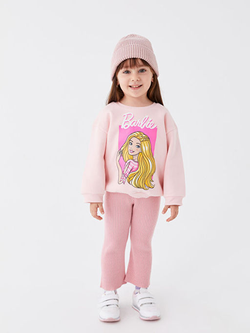 Bisiklet Yaka Barbie Bask?l? Uzun Kollu K?z Bebek Sweatshirt - Waikiki фото 2