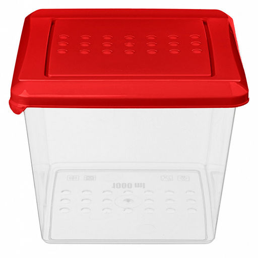 Asti Контейнер для продуктов пластмассовый 1л, 12,4х12,4х10см, квадратный, красный, подходит для СВЧ (Россия) - Домашняя мода фото 2