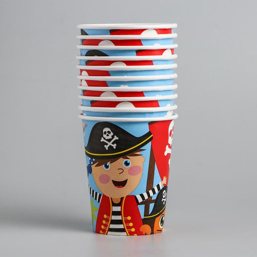 Цена за 10 шт. Стакан бумажный Пират, 250мл - Страна карнавалия фото 3