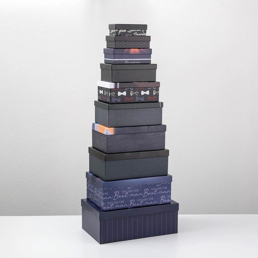 Набор подарочных коробок 10 в 1 MAN, 12 7 4 - 32.5 20 12.5 см - Дарите счастье фото 2