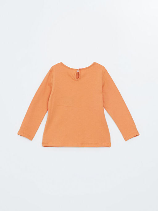 Bisiklet Yaka Uzun Kollu Bask?l? K?z Bebek Ti??rt - Waikiki фото 3