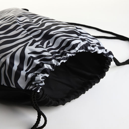 Мешок для обуви Зебра, 32*0,5*40 см, отд на шнурке, белый/черный - Simaland фото 3