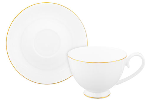 Чайн. пара 2 пр. 300 мл 12,5*9,5*7 см Белая с золотом на ножке, NEW BONE CHINA - Elan gallery фото 2