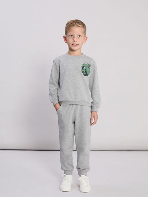 Bask?l? Erkek ?ocuk Sweatshirt ve E?ofman Alt?