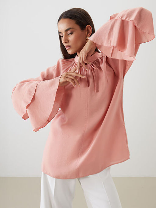 Ba?lamal? Yaka Modal Kar???ml? Kad?n Tunik