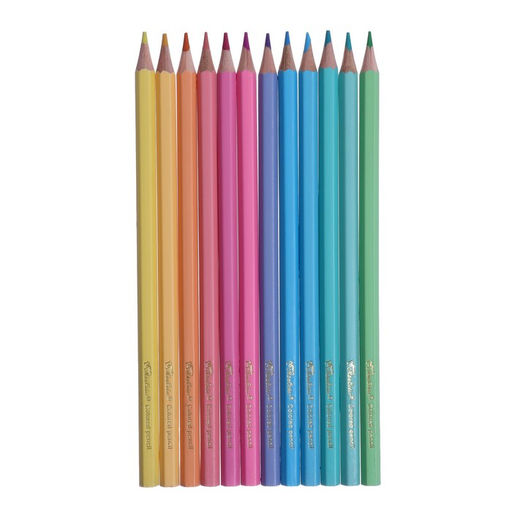 Карандаши цветные 12 цветов, пастельные, деревянные, шестигранные
