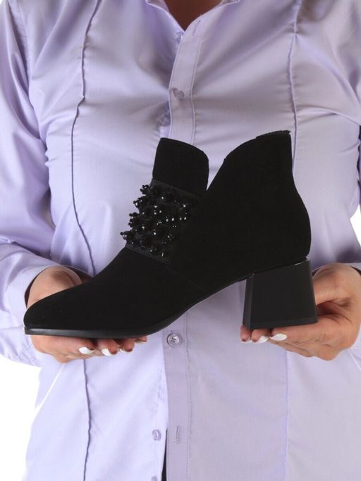 01-CGXM12-2R BLACK Ботинки женские (натуральная замша, байка) - Фабричный китай фото 5