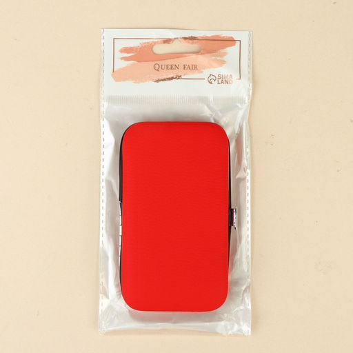 Набор маникюрный, 6 предметов, в футляре, красный