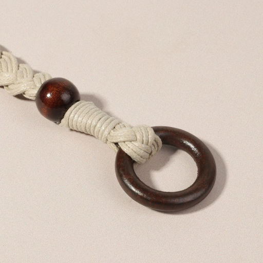 Ручки для сумки, 2 шт., вощёный шнур/дерево, 48×2 см, бежевые