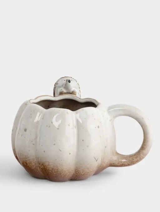 Кружка, 400 мл, фарфор P, молочная, в крапинку, Еж на тыкве, Light pumpkin - Anna lafarg фото 3