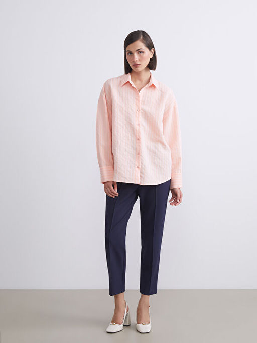 ?izgili Oversize Modal Kar???ml? Kad?n G?mlek