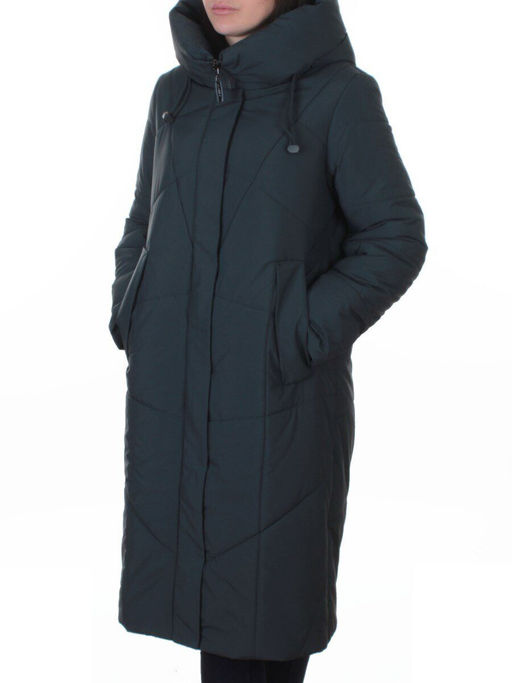 A616 BLUE/GRAY Пальто зимнее женское (верблюжья шерсть, 120 гр. холлофайбер)