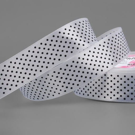 Лента атласная «Горошек», 25 мм, 23±1 м, белая №001