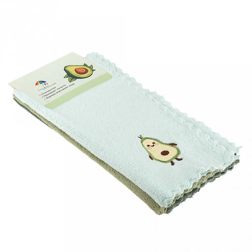 Салфетка для уборки 30х30см "Аавокадо друг", микрофибра, набор 3шт (Китай)