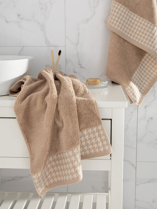 Полотенце для лица 50x90 бежевый махровая ткань