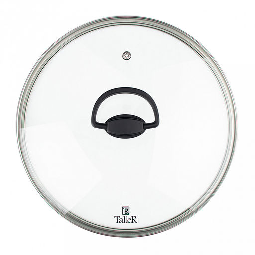 Крышка стеклянная д24см, h3,6см, жаропрочное стекло, термостойкий пластик (нейлон), складывающаяся ручка с покрытием soft-touch, ободок из нержавеющей стали, пароотвод, TalleR (Китай) - Домашняя мода фото 2