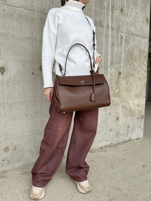 Женская кожаная сумка-портфель 8399-3 Кофе - Sergio valentini фото 10