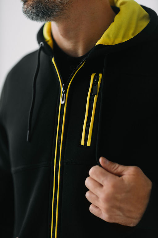Утепленный костюм Футер 3-х ниточный М-1617: Чёрный / Жёлтый - Relay фото 30