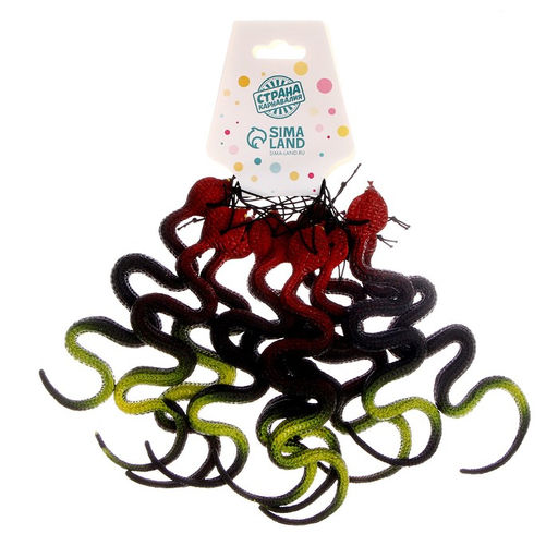 Цена за 10 шт. Прикол Змея, резиновая, чёрная - Страна карнавалия фото 5